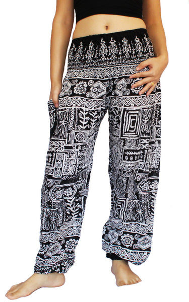 Black Aztec Harem Pants