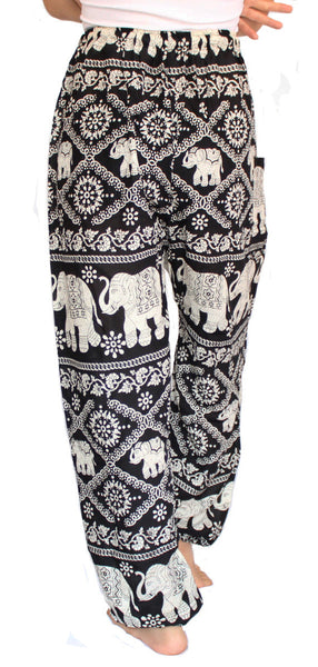 Black Elephant Harem Pants With Drawstring Waist