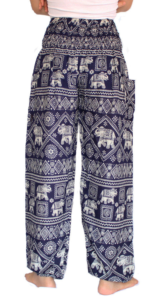 Dark Blue Elephant Harem Pants - Bohemian Harem Pants