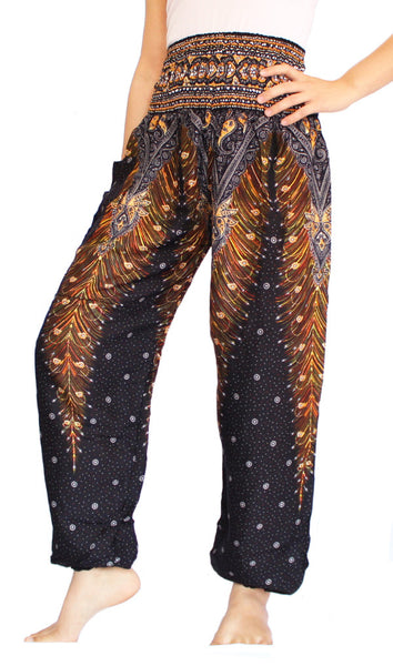 Black Peacock Harem Pants