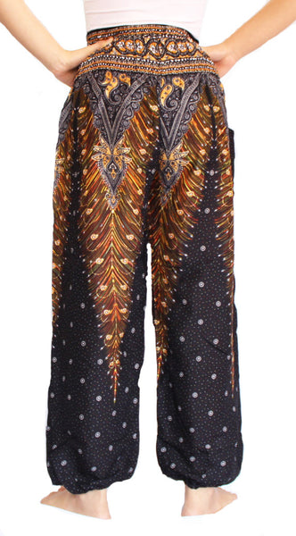 Black Peacock Harem Pants