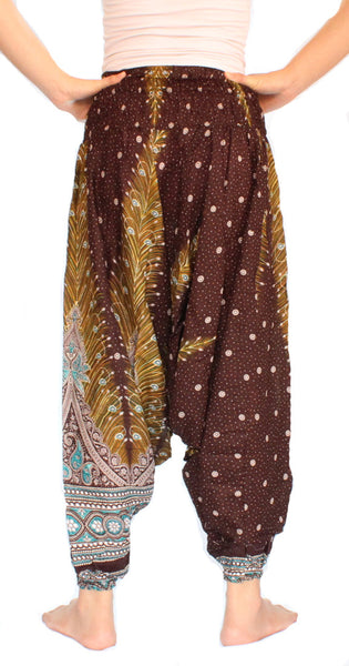 Brown Peacock Aladdin Pants