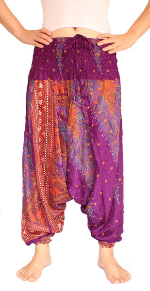 Purple Peacock Aladdin Pants
